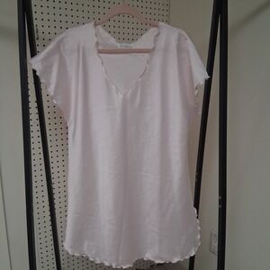 Vintage Miss Elaine Baby Pink Nightgown Slip Dress Scalloped Hem USA Cottagecore